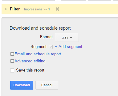 Keyword Report CSV Setting